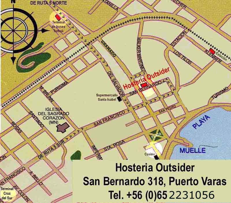 Plan, Strassenkarte von Puerto Varas